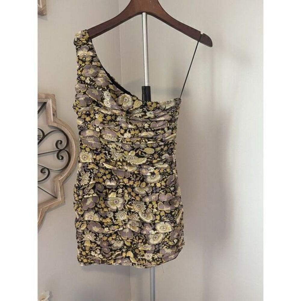 Zara One‎ Shoulder Strap Floral Purple Multi  Mini Dress Size Small NWT - Picture 8 of 16